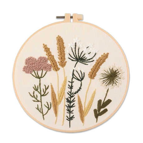 Meadow Flowers Embroidery Starter Kit With Pattern and Instructions and Hoop