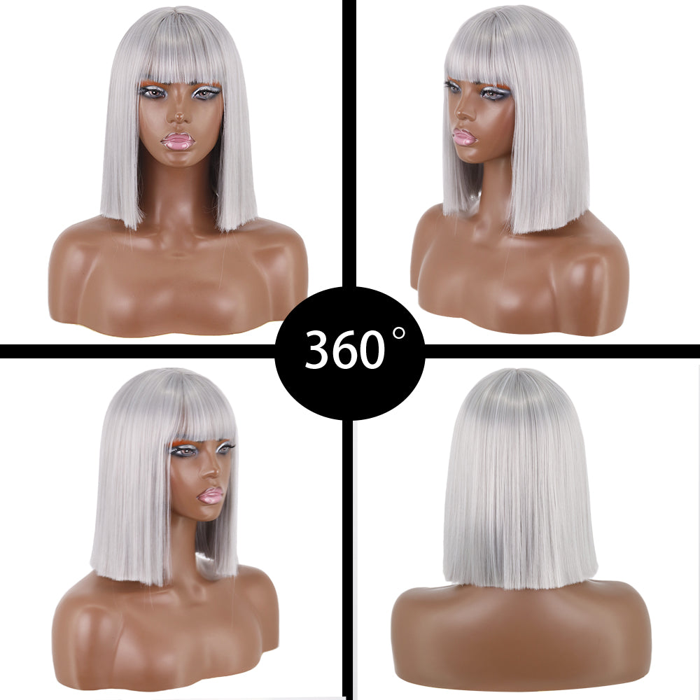 Short Straight Wigs with Bangs