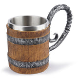 Medieval Wooden Beer Barrel Style Beer Mugs Double Wall Insulated