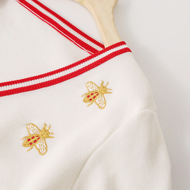 Preppy Bee Embroidered Cardigan
