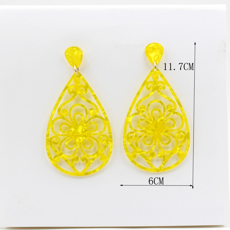 Brincos Flamencos Acetic Acid Plate Colourful Teardrop Earrings