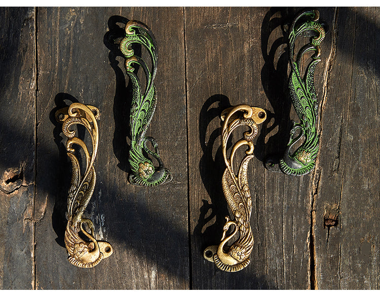 Peacock Handcrafted Brass Door Handle Pull