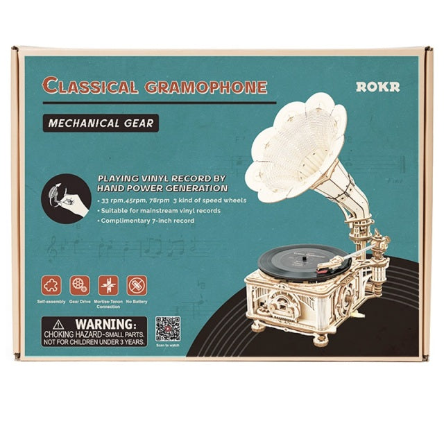 DIY Hand Crank Gramophone Wooden Model Kits