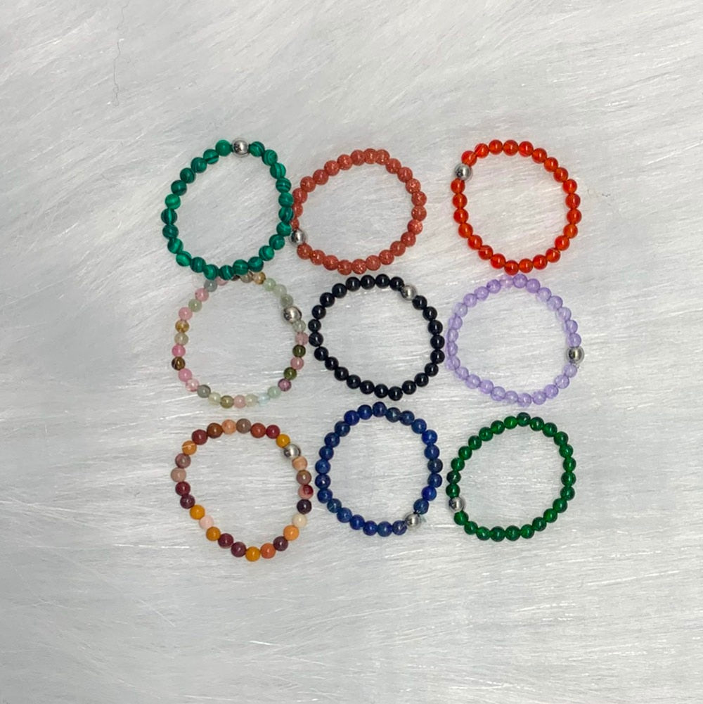 Bohemian Natural Stone Bead Rings