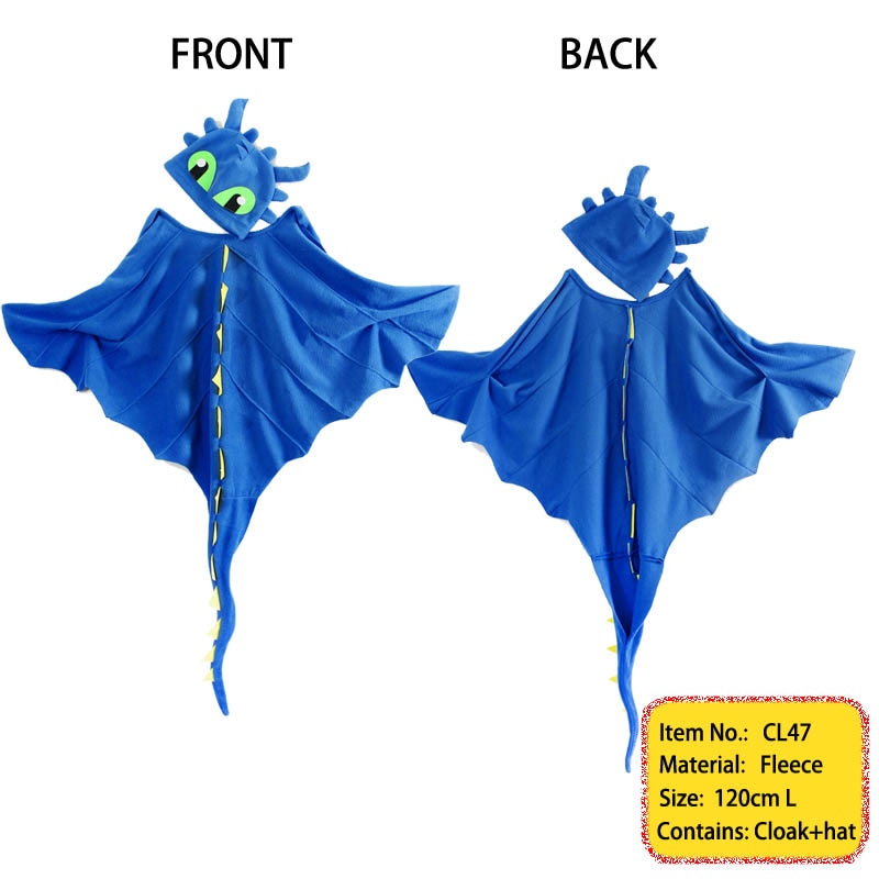 Toothless Dragon Costume Warm Fleece Cloak and Hat