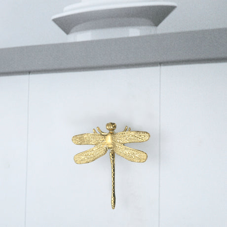 Brass Dragonfly and Feather Furniture Door Handles and Knobs