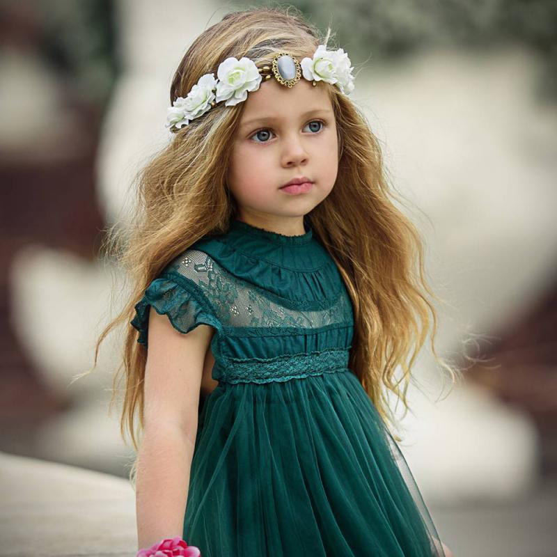 Girls Summer Flower Tulle Lace Dress Photoshoot Dress