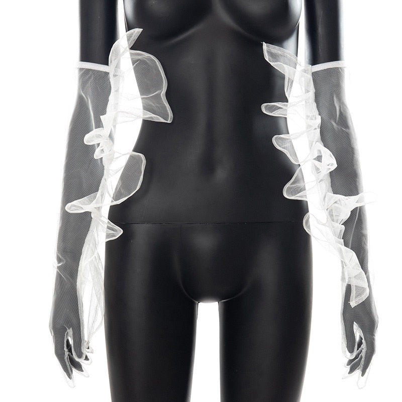 Sheer Ruffles Long Gloves