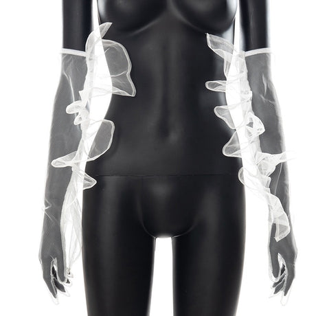 Sheer Ruffles Long Gloves