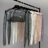 Glittery Net Bolero Top