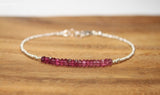Pink Tourmaline Silver Beads Bracelet