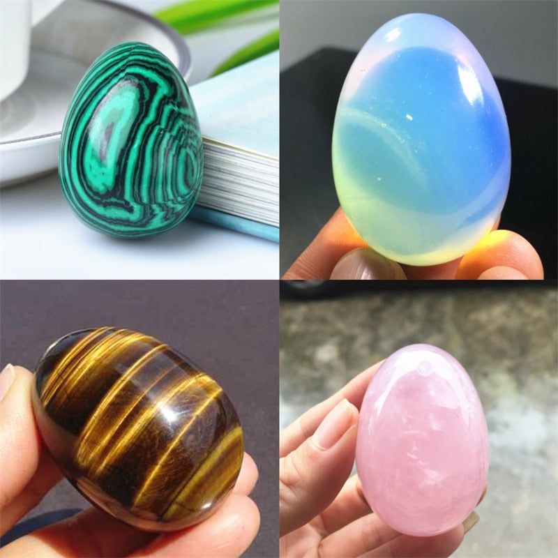 48mm Natural Crystal Healing Stone Egg + Base