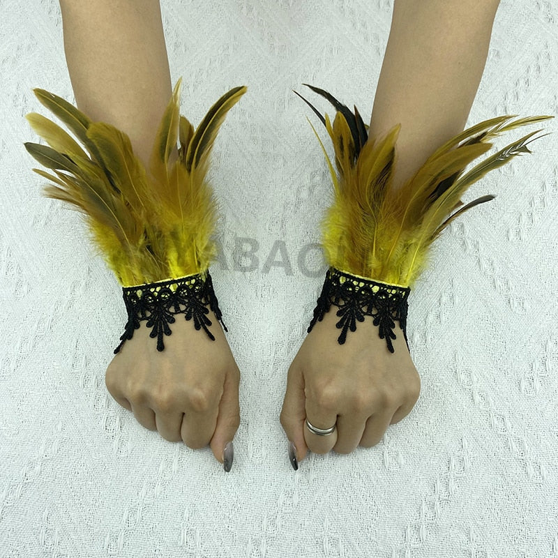 Natural Feather Wrist Cuffs