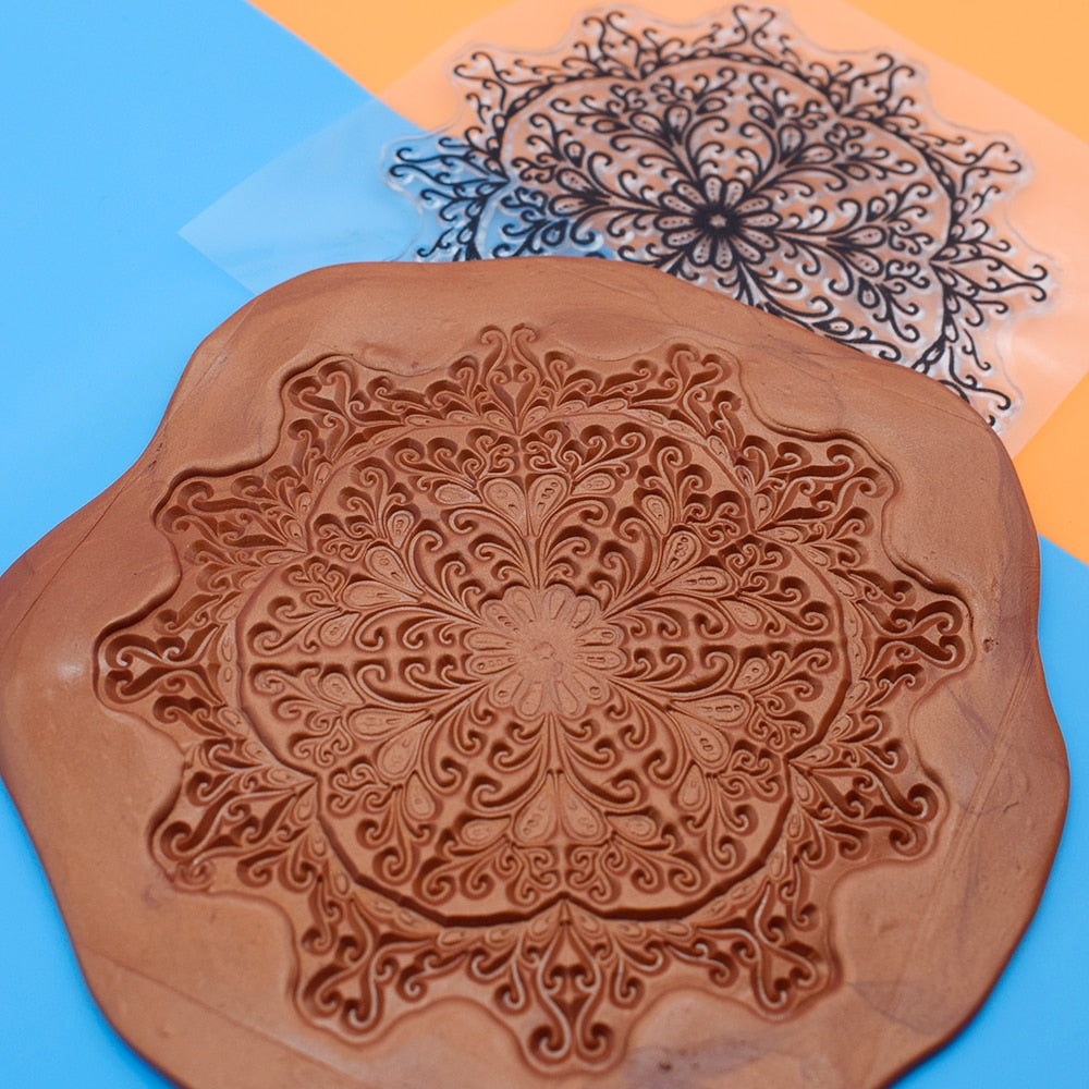 9cm Mandala Pottery Polymer Clay Texture Sheets Embossing Stamp