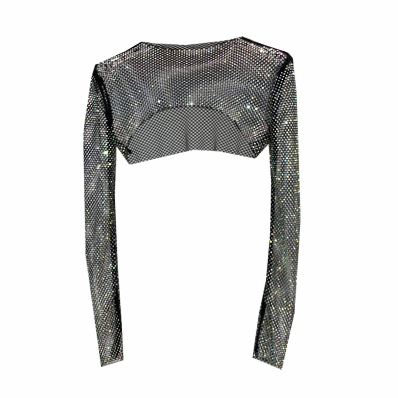 Glittery Net Bolero Top