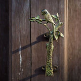 Parrot in a Tree Brass Door Pull Handmade Hardware