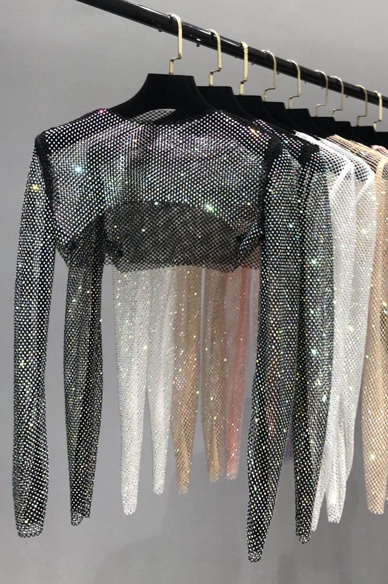 Glittery Net Bolero Top