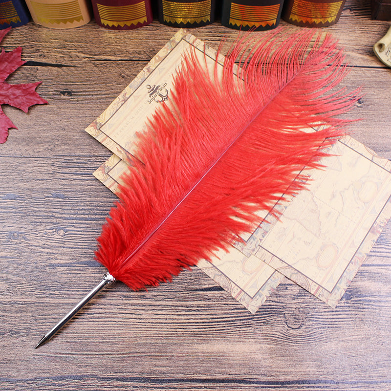 Ostrich Feather Quill Ballpoint Pen 11 Colours