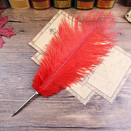 Ostrich Feather Quill Ballpoint Pen 11 Colours