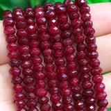 Red Chalcedony Natural Faceted Rondelle Stone Beads for DIY Jewellery Making