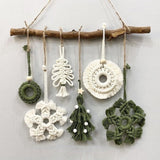 Macrame Boho Christmas Ornaments Set Wall Hanging