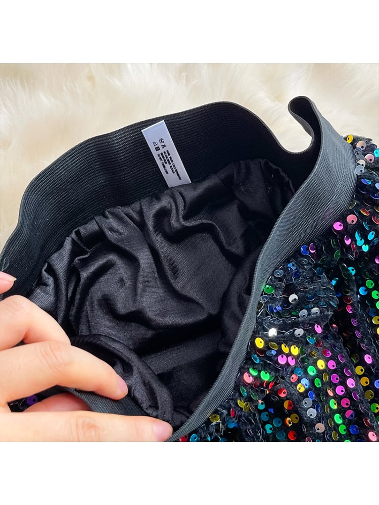 Cyber Queen Sparkly Sequins Maxi Skirt