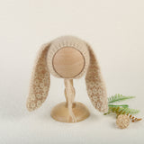 Soft Knitted Angora Floppy Rabbit Ears Bonnet Newborn Photography Props