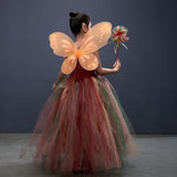 Woodland Fairy Princess Costume for Girls Fancy Tutu Dress with Wings