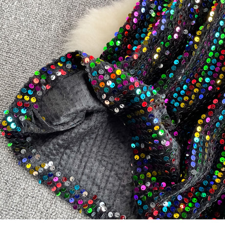 Cyber Queen Sparkly Sequins Maxi Skirt