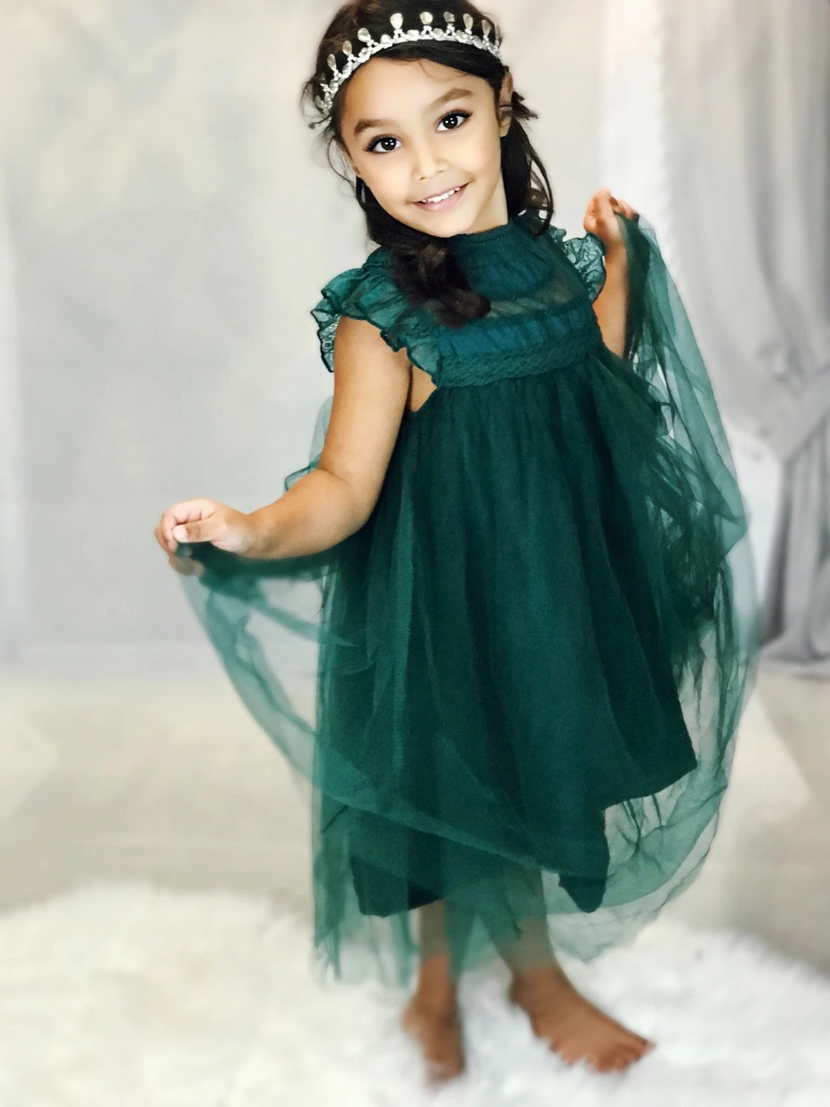 Girls Summer Flower Tulle Lace Dress Photoshoot Dress