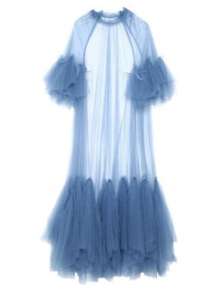 Lydia Tulle Spliced Ruffles Dresses