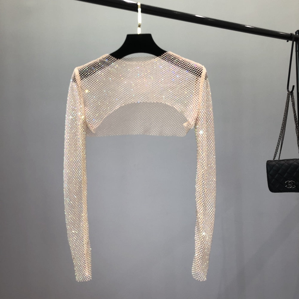 Glittery Net Bolero Top