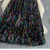 Cyber Queen Sparkly Sequins Maxi Skirt