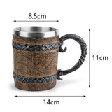 Medieval Wooden Beer Barrel Style Beer Mugs Double Wall Insulated