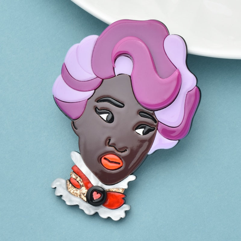 Purple Candy Queen Acrylic Brooch
