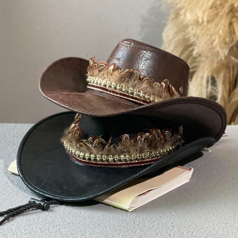 Western Cowperson Faux Leather Hat