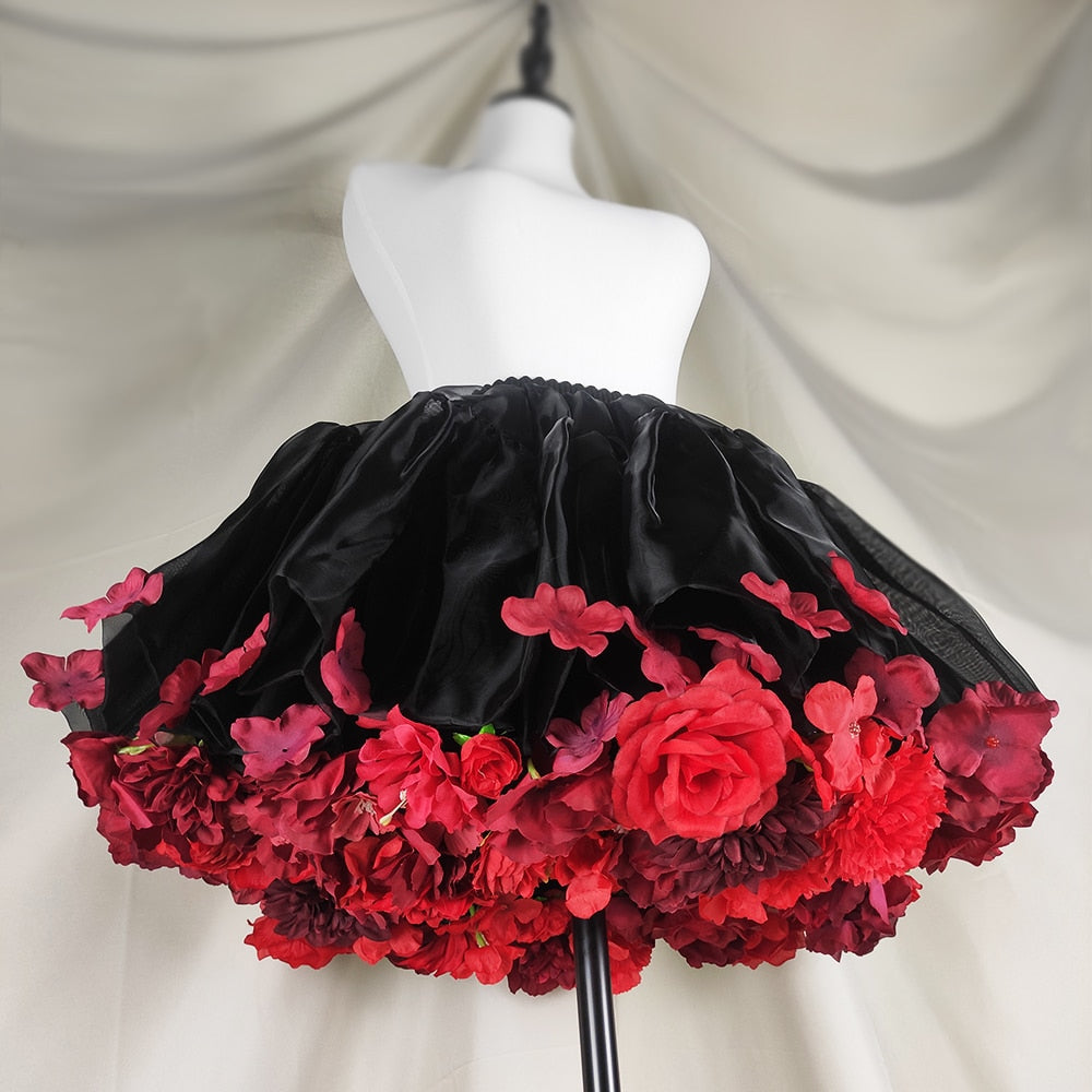 Handmade Flowers Bomb Lolita Petticoat Skirt