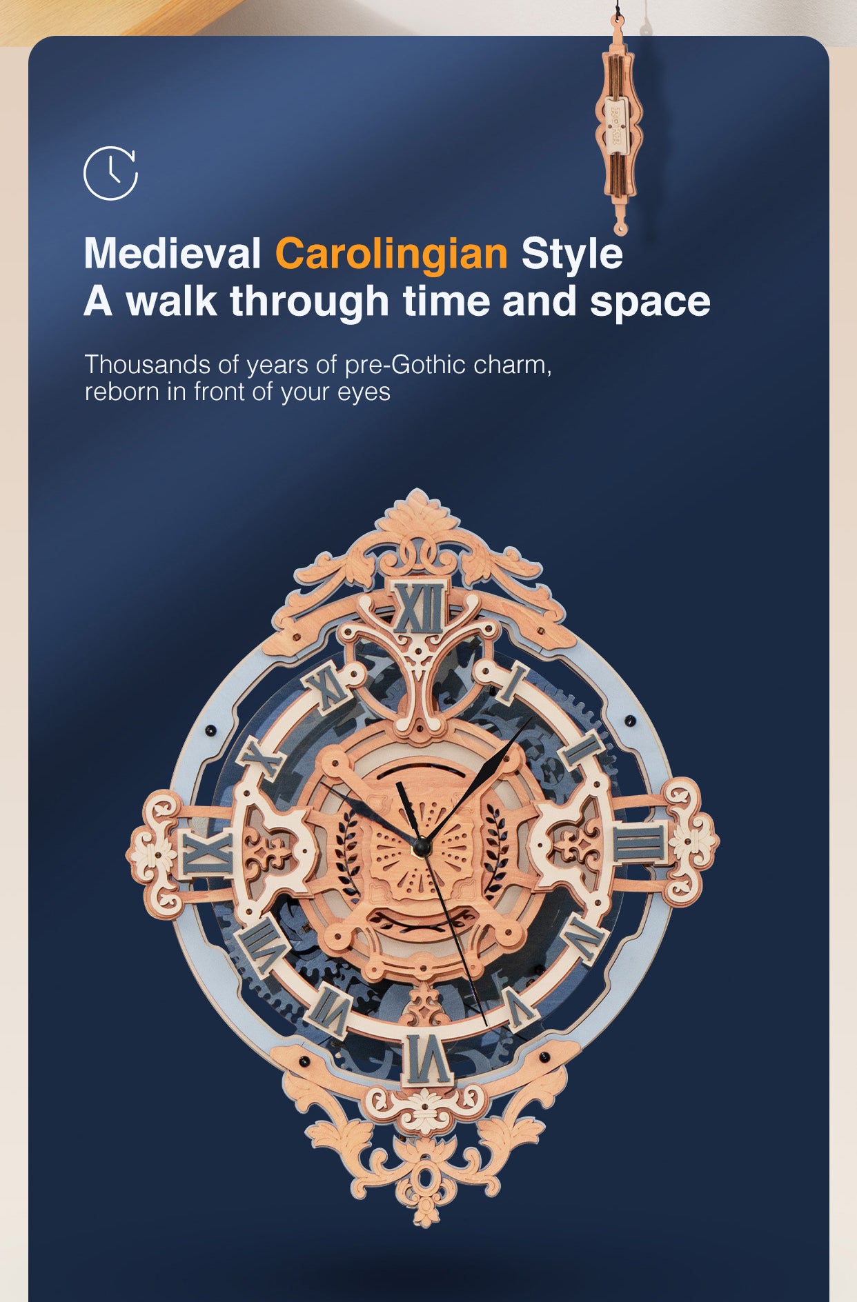 Medieval Carolingian Wall Clock DIY 3D Wooden Model Kit