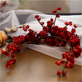 The Red Bride Flower Tiara and Earrings Set