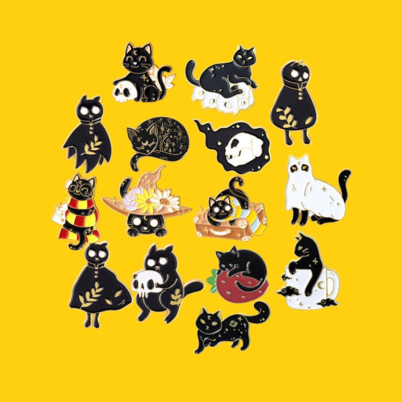 Halloween Cats Enamel Pins