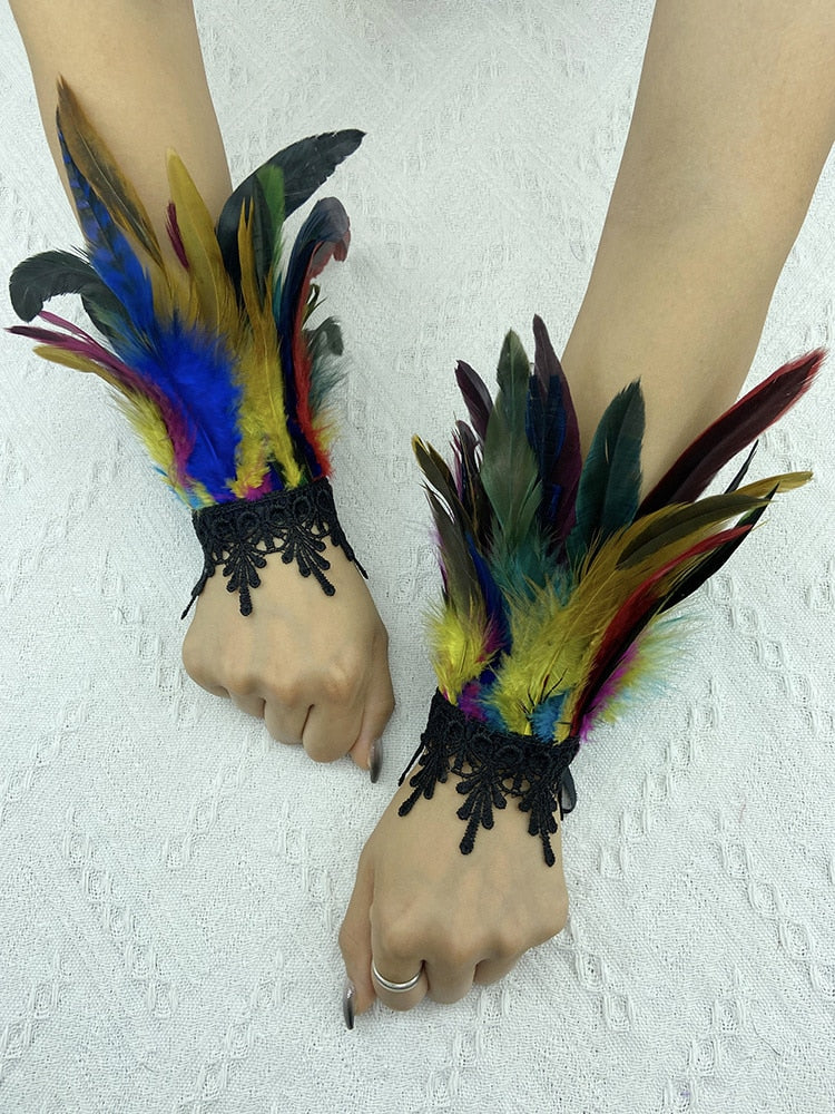 Natural Feather Wrist Cuffs
