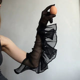 Sheer Ruffles Long Gloves