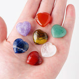 Set of Seven Chakra Heart Shape Crystal Healing Gemstones