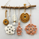 Macrame Boho Christmas Ornaments Set Wall Hanging