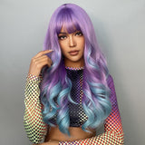 Ombre Purple to Blue Long Wavy Wig