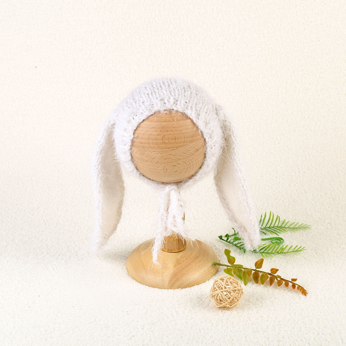 Soft Knitted Angora Floppy Rabbit Ears Bonnet Newborn Photography Props