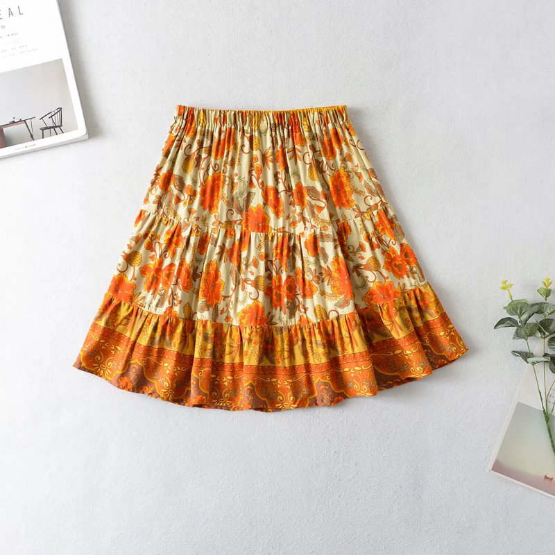Bohemian Sunshine Two Piece Sets Bandeau Top and Drawstring Mini Skirts