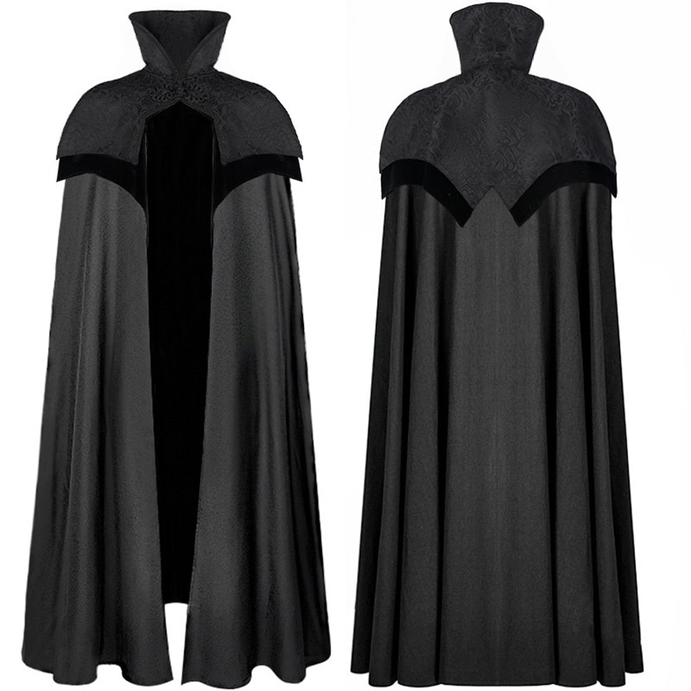 Red or Black Floor Length High Collar Cape