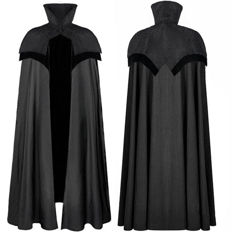 Red or Black Floor Length High Collar Cape