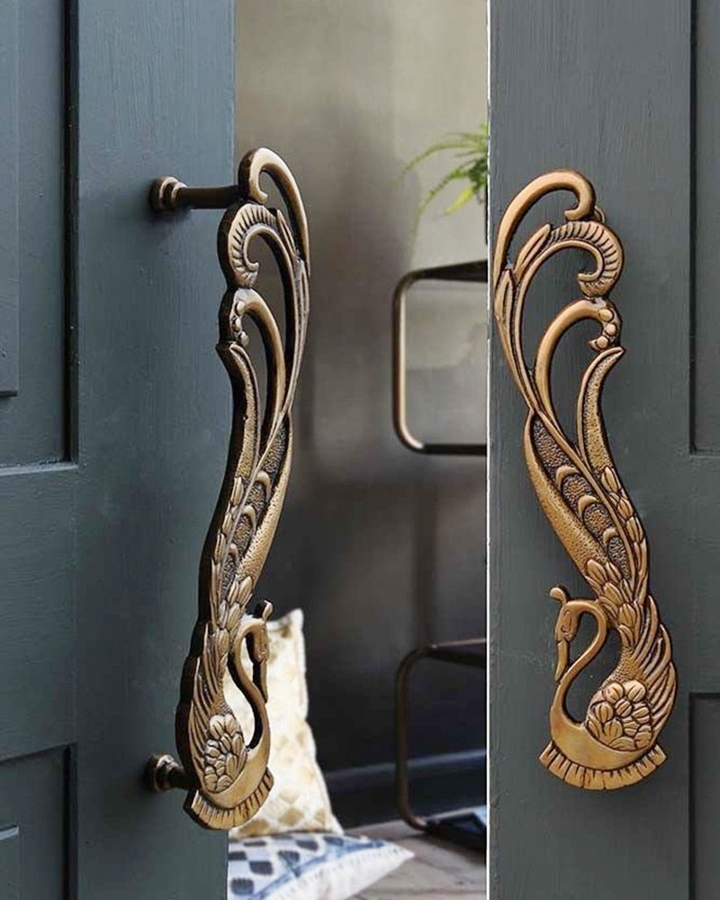 Peacock Handcrafted Brass Door Handle Pull